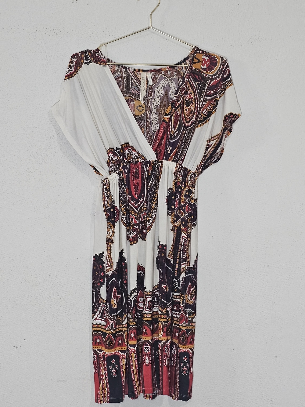 Cristinalove Women's Paisley Kimono Dress Size L Boho Chic V-Neck Elastic Waist - Picture 4 of 12